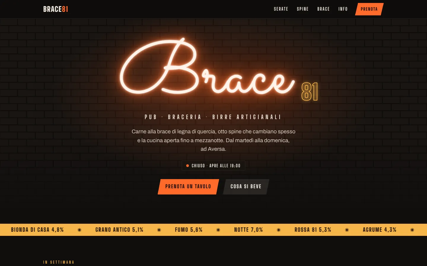 La homepage di Brace 81 su computer